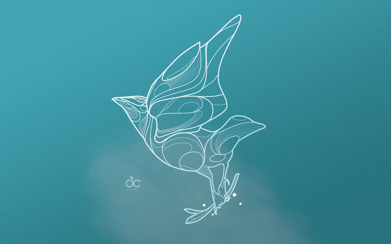 Abstract bird line art
