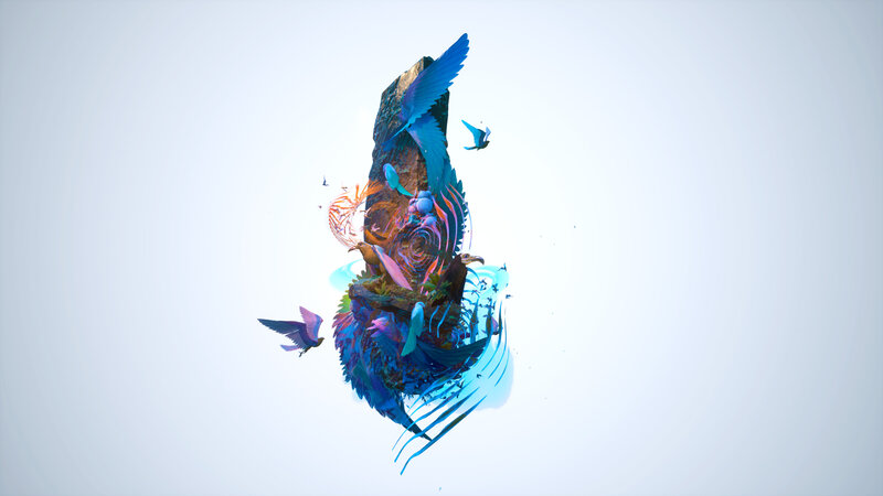 Abstract Bird Sculpture — Blue