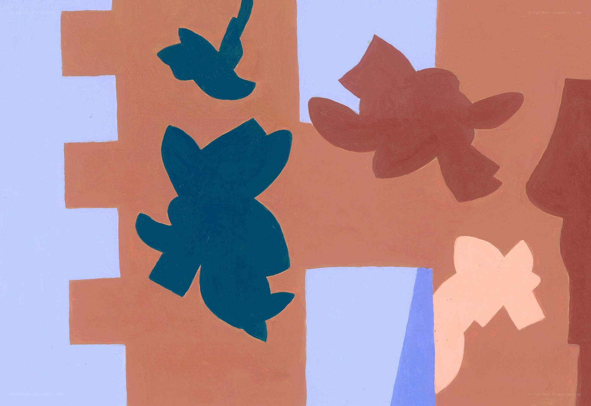 Abstract bird silhouettes on orange