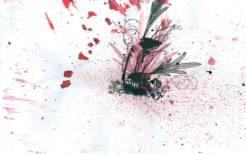 abstract bird with red splatters