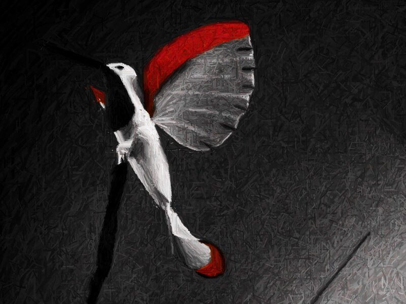 abstract bird with red wings