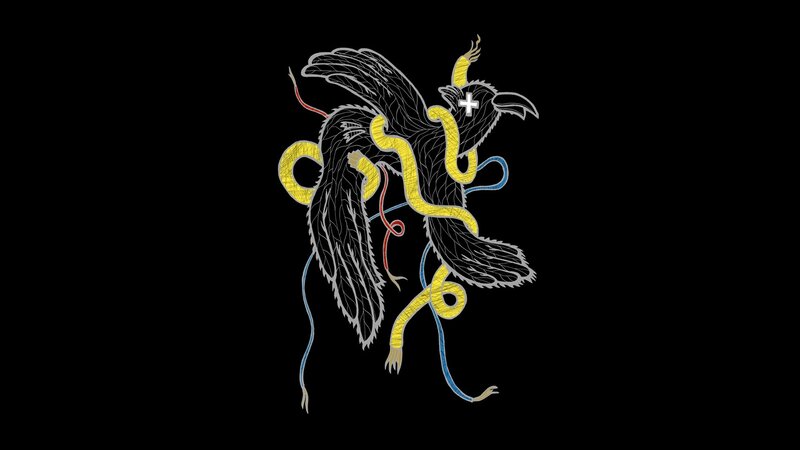 abstract bird with snakes