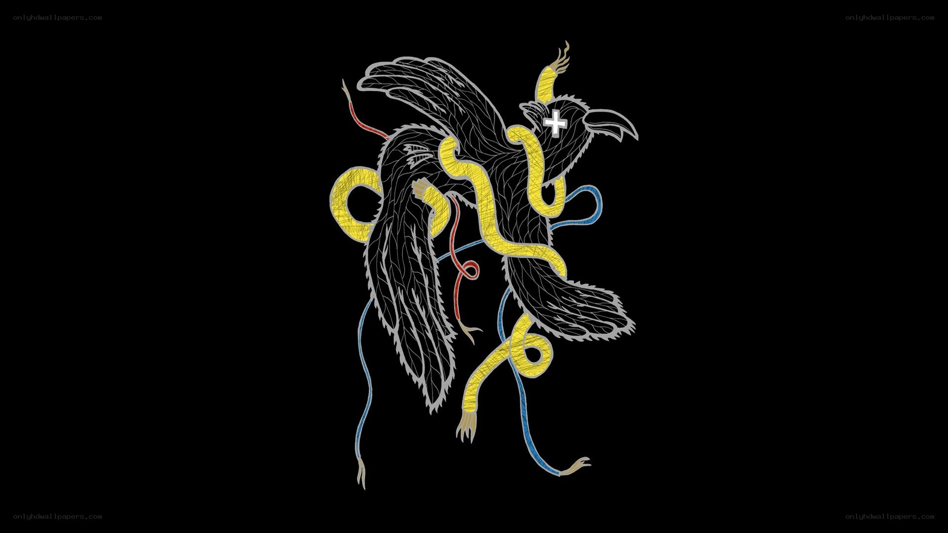 abstract bird with snakes