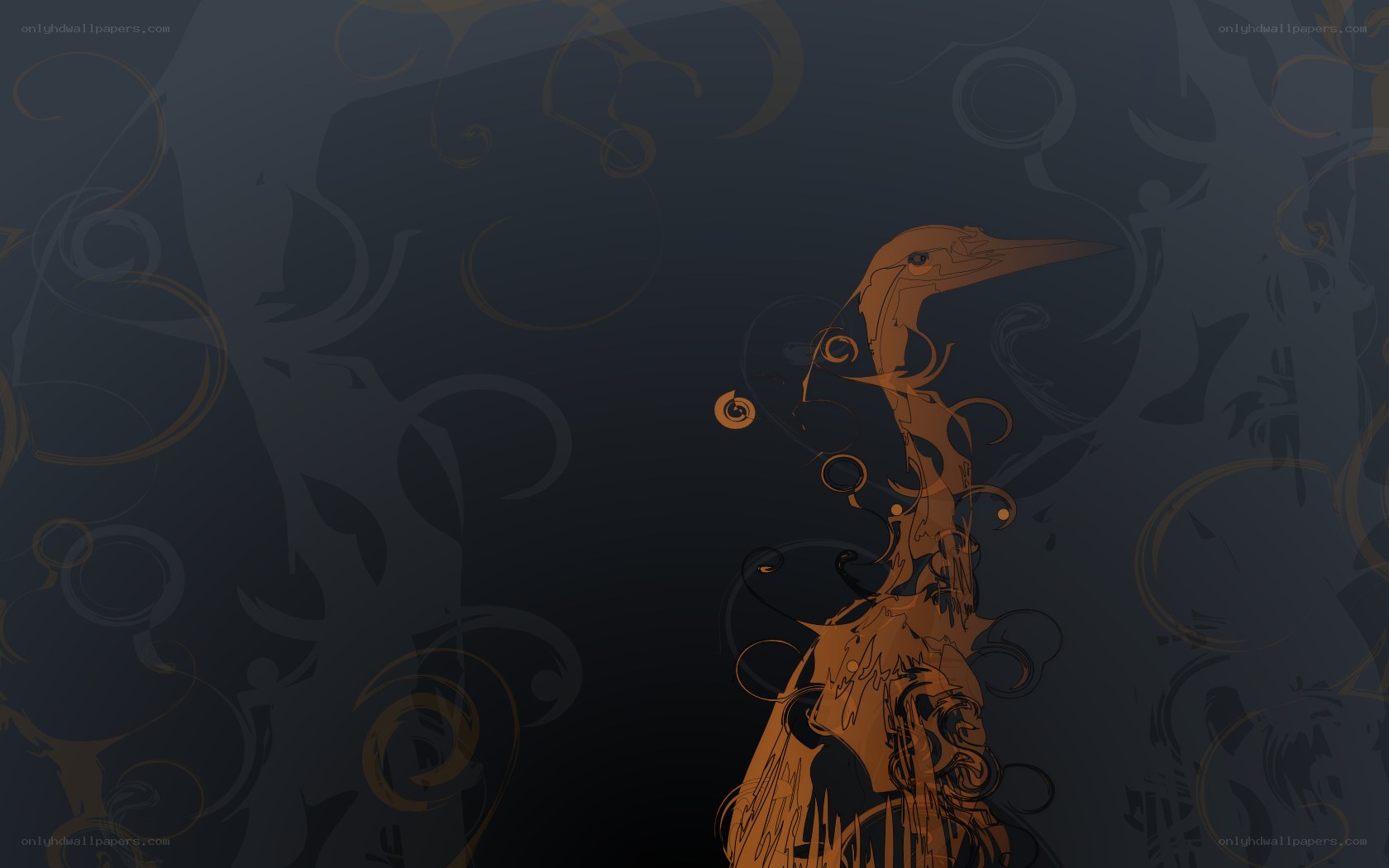 abstract bird with swirls