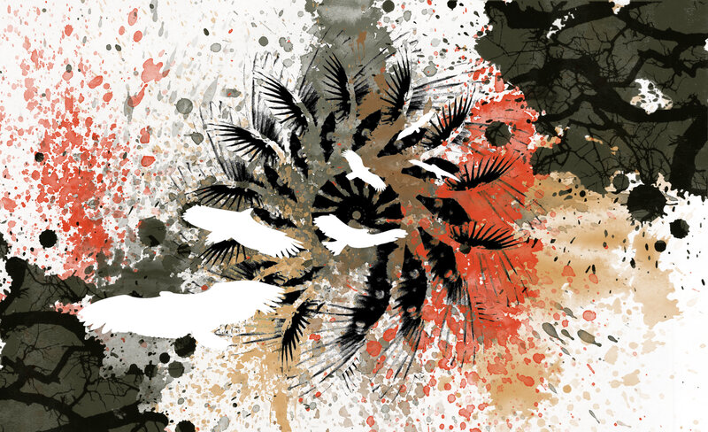 Abstract birds in motion