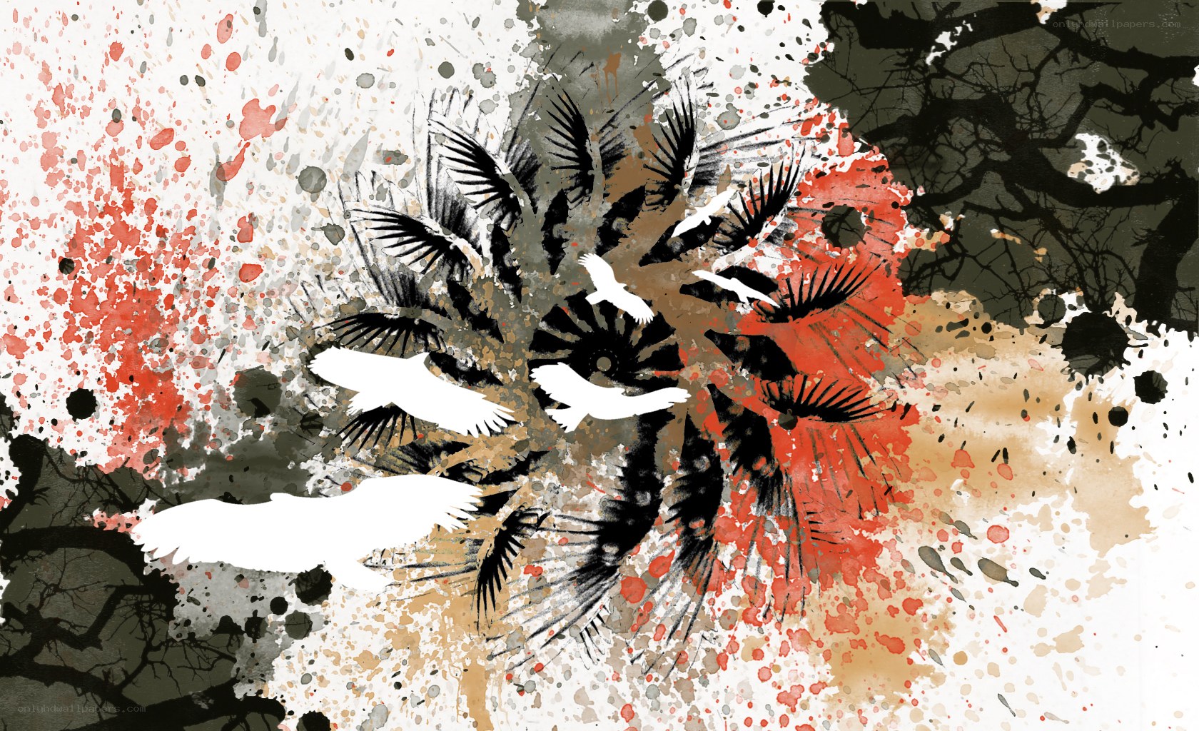 Abstract birds in motion
