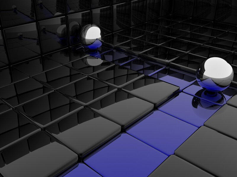 Abstract black and blue cubes