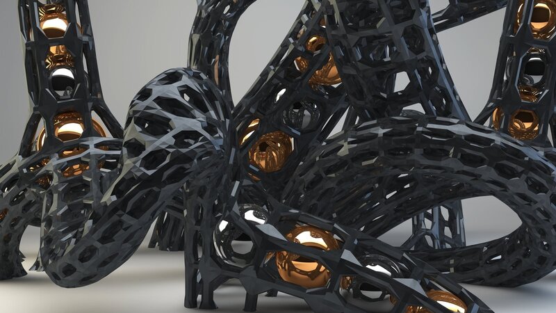 abstract black and gold sculpture