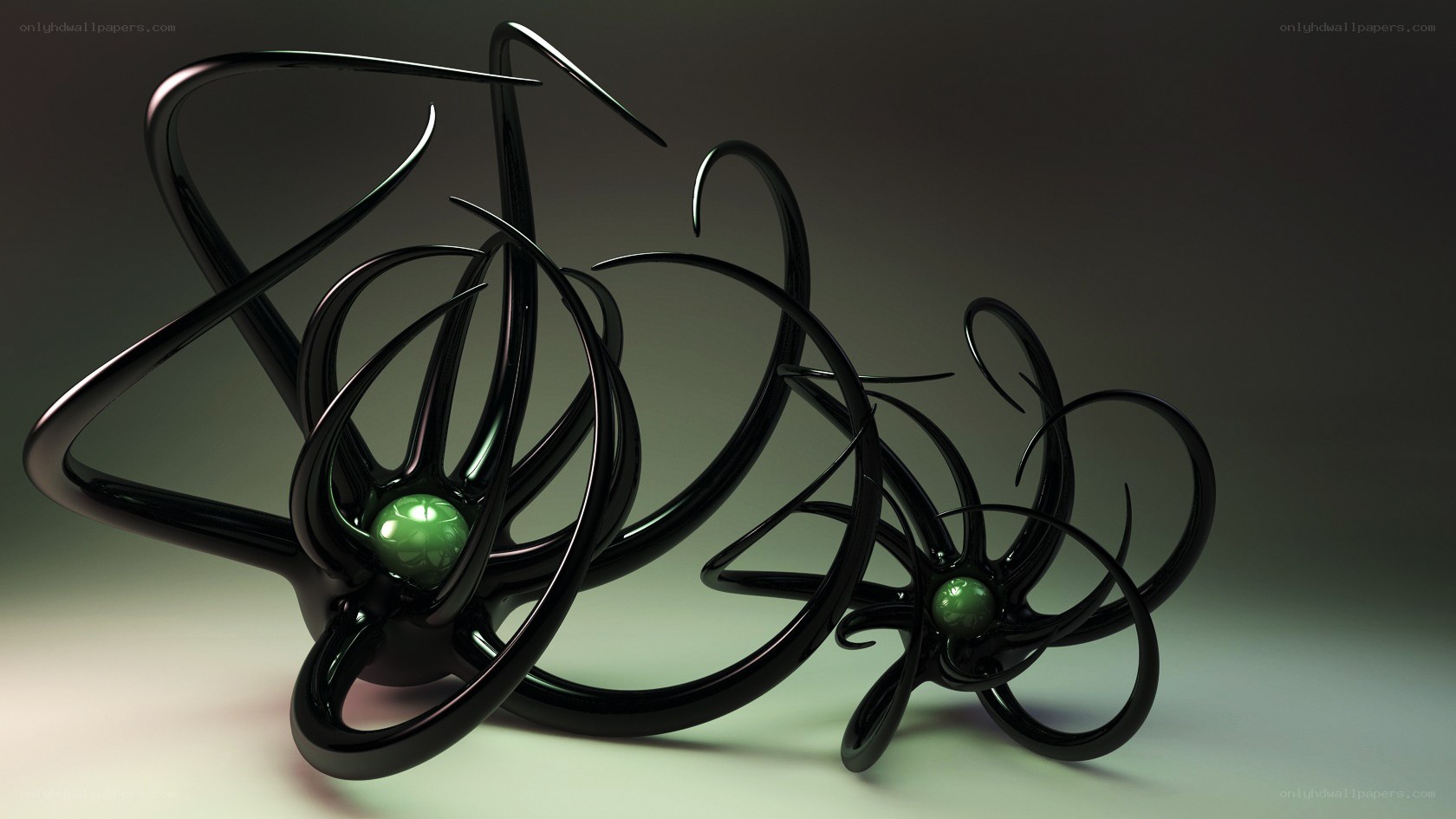 Abstract black and green sculpture