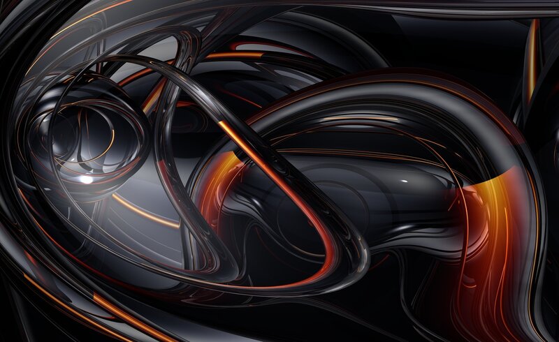 Abstract black and orange swirls