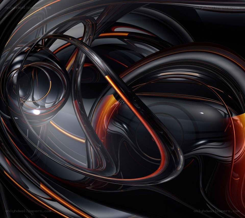 Abstract black and orange swirls