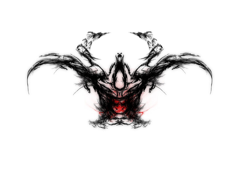 abstract black and red creature
