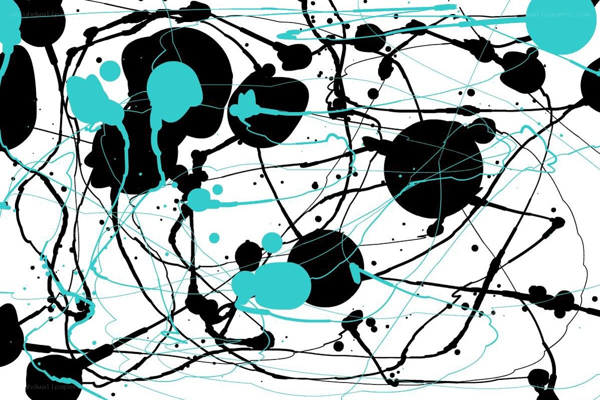 abstract black and teal splatter art