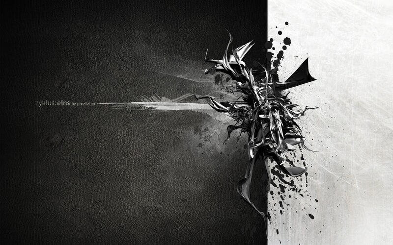 Abstract Black and White Design — Dramatic, Digital Art