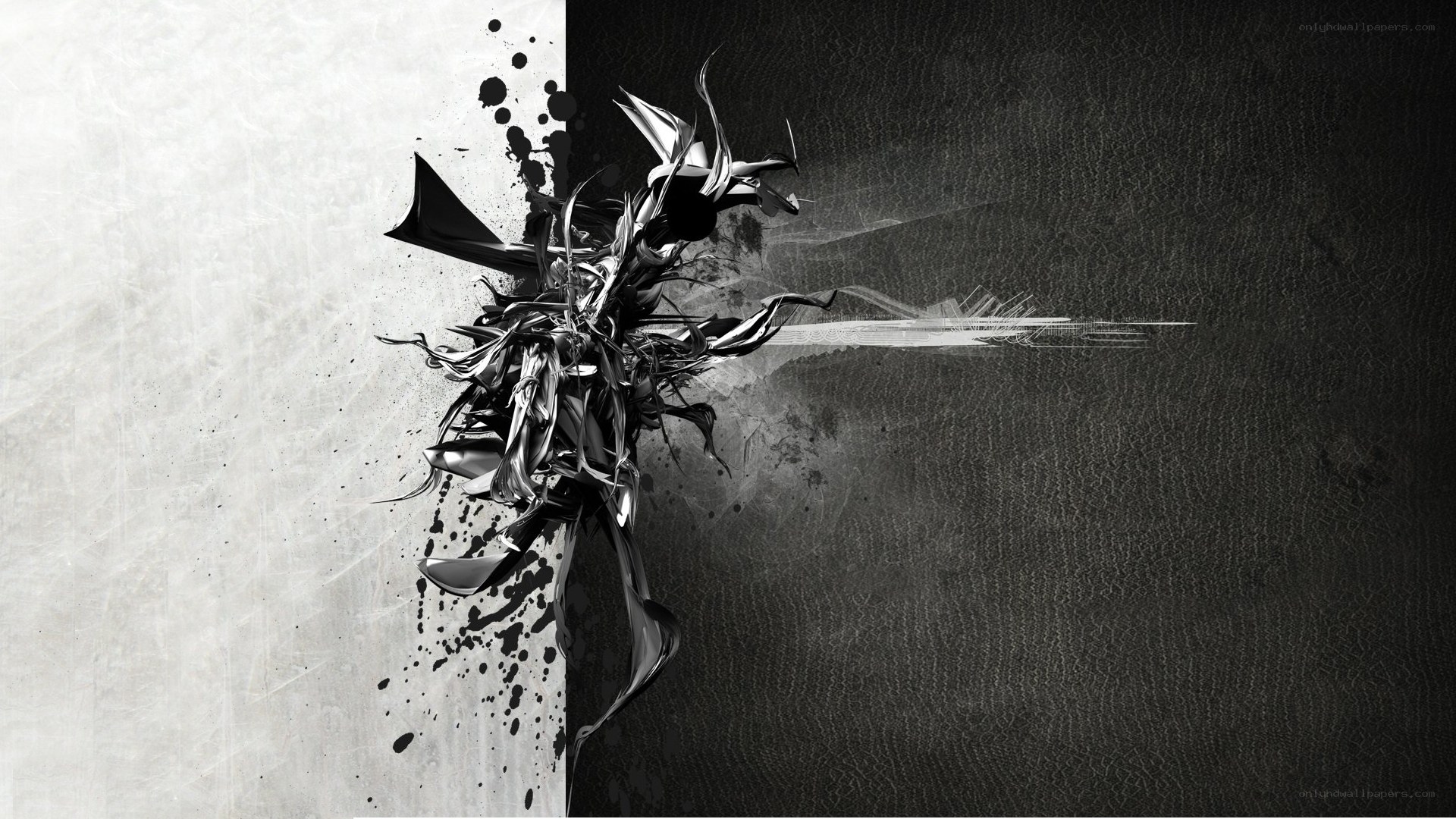 abstract black and white explosion