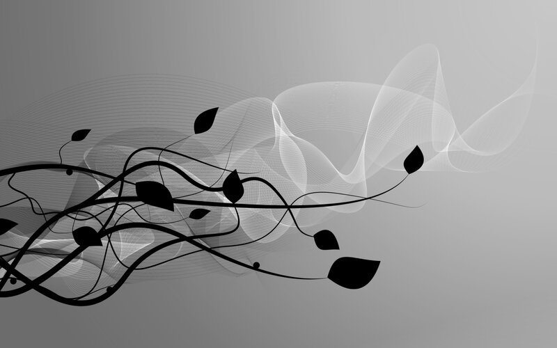 abstract black and white floral design