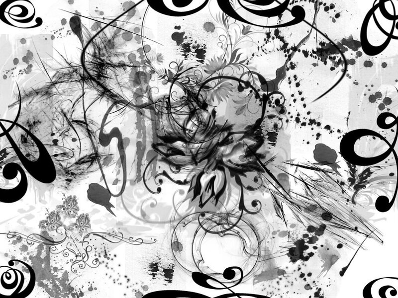 abstract black and white floral design