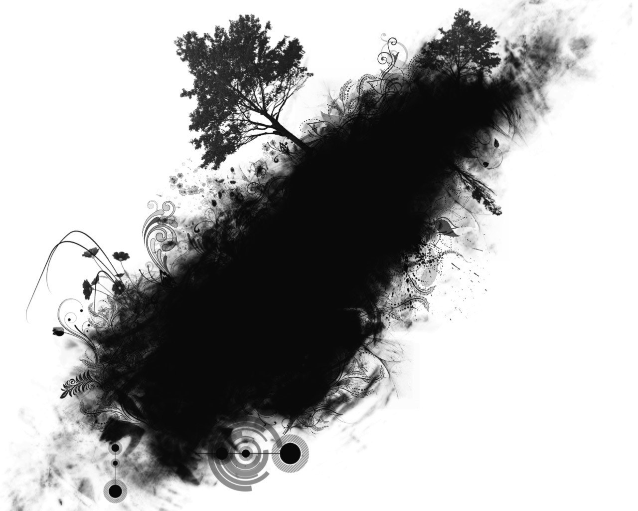 abstract black and white ink design