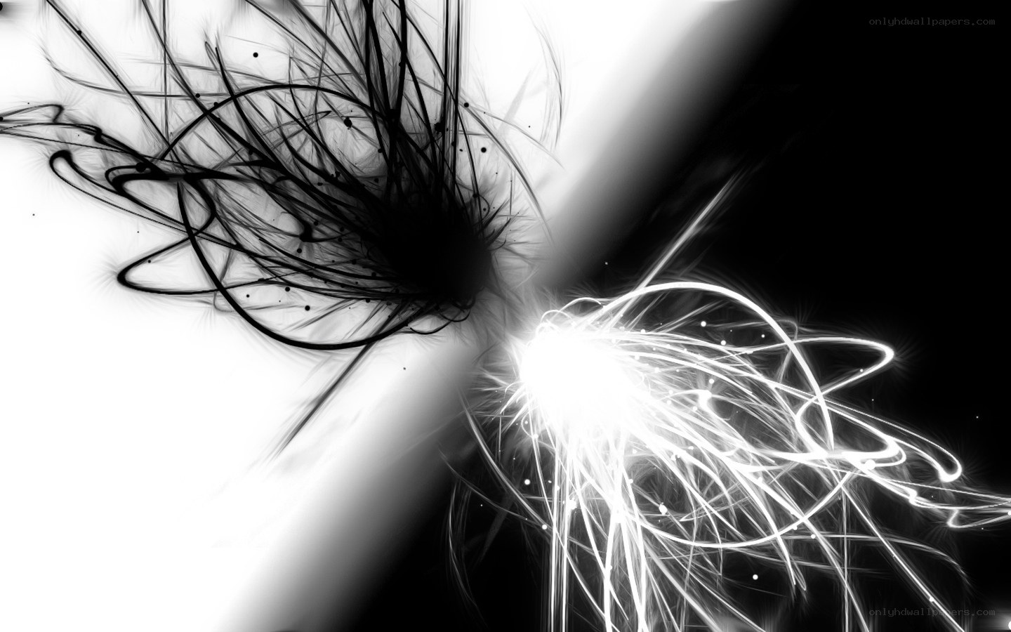abstract black and white light burst