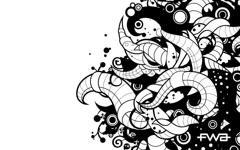Abstract Black and White Pattern — Chaotic, Digital Art, Circles