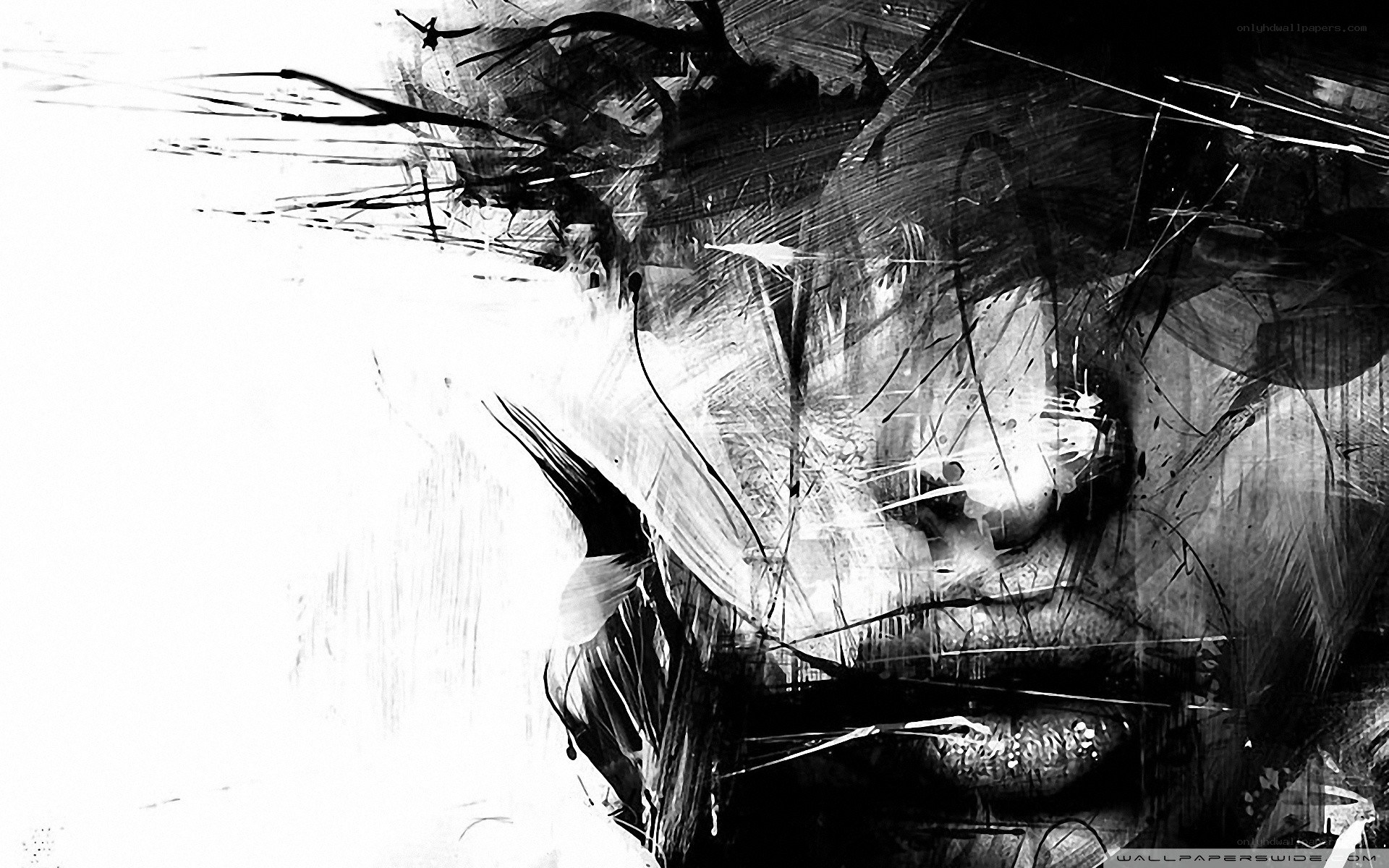 abstract black and white portrait