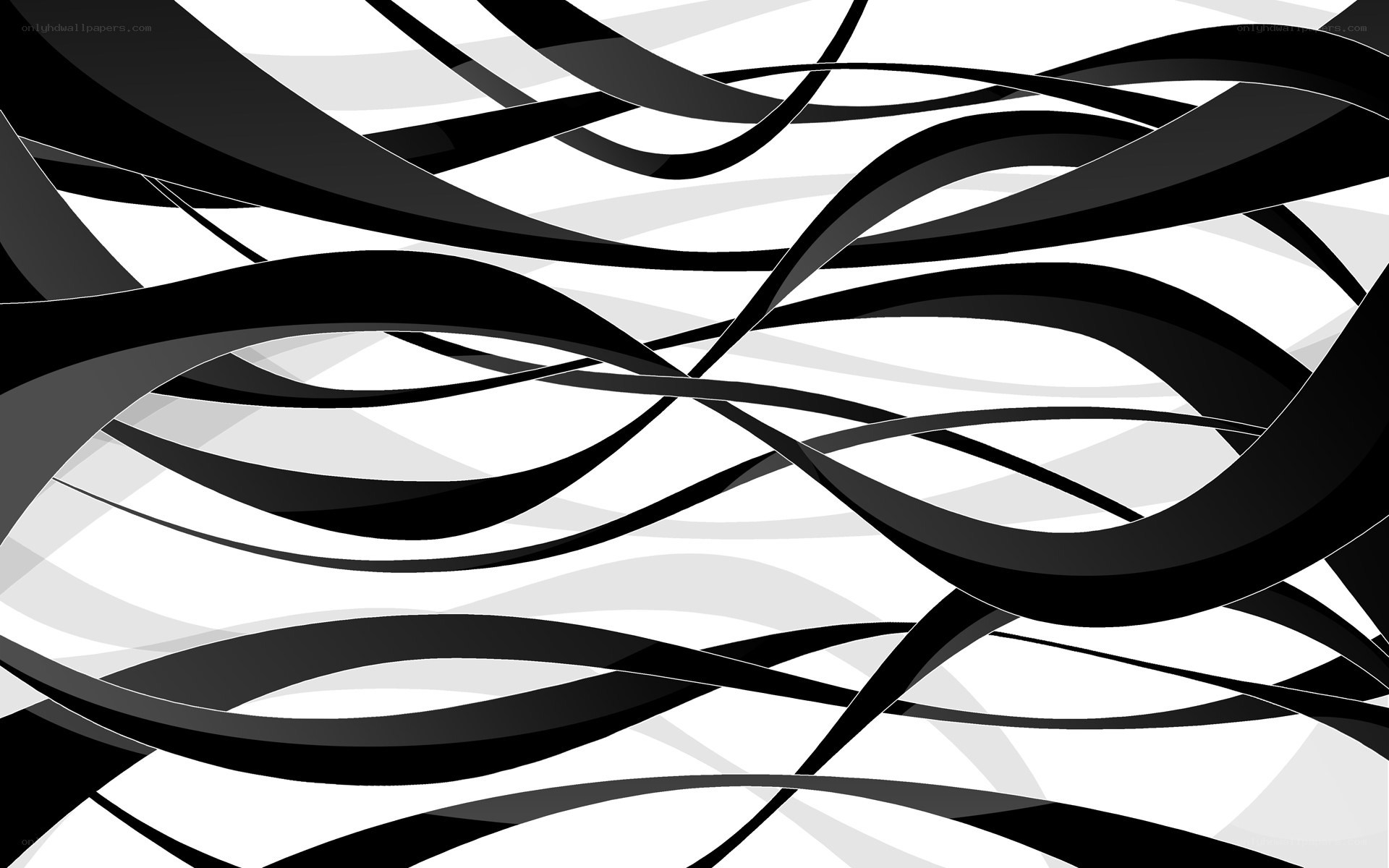 Abstract black and white ribbons