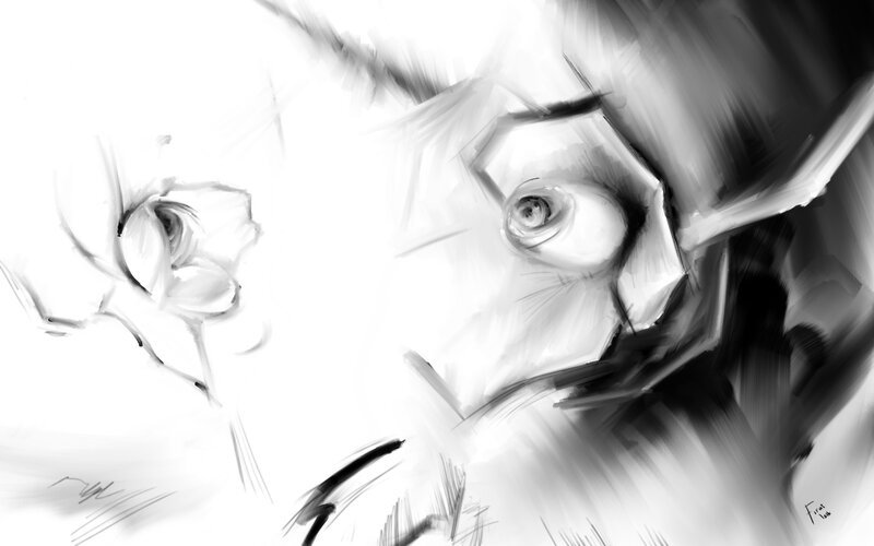 abstract black and white sketch