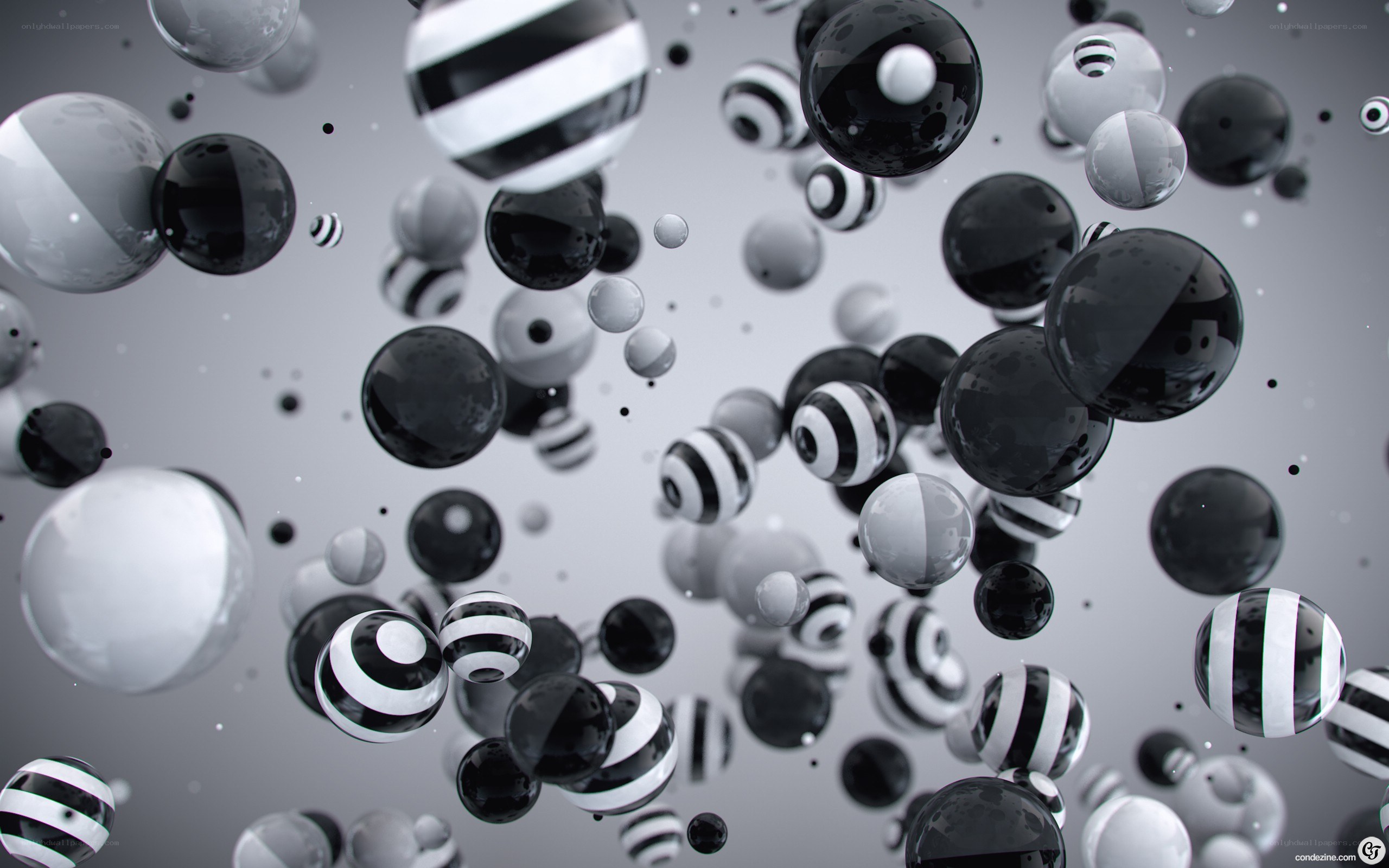 abstract black and white spheres