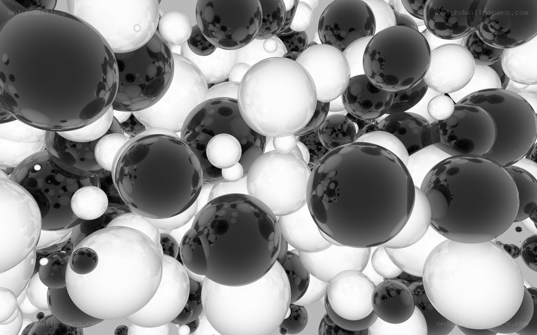 Abstract black and white spheres