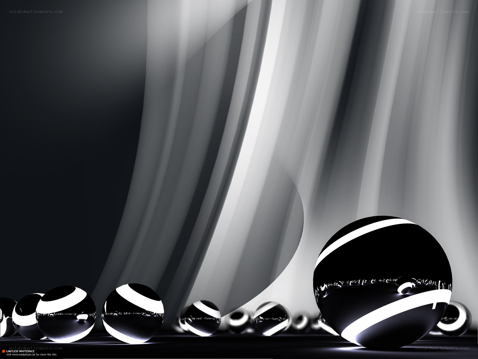 Abstract black and white spheres
