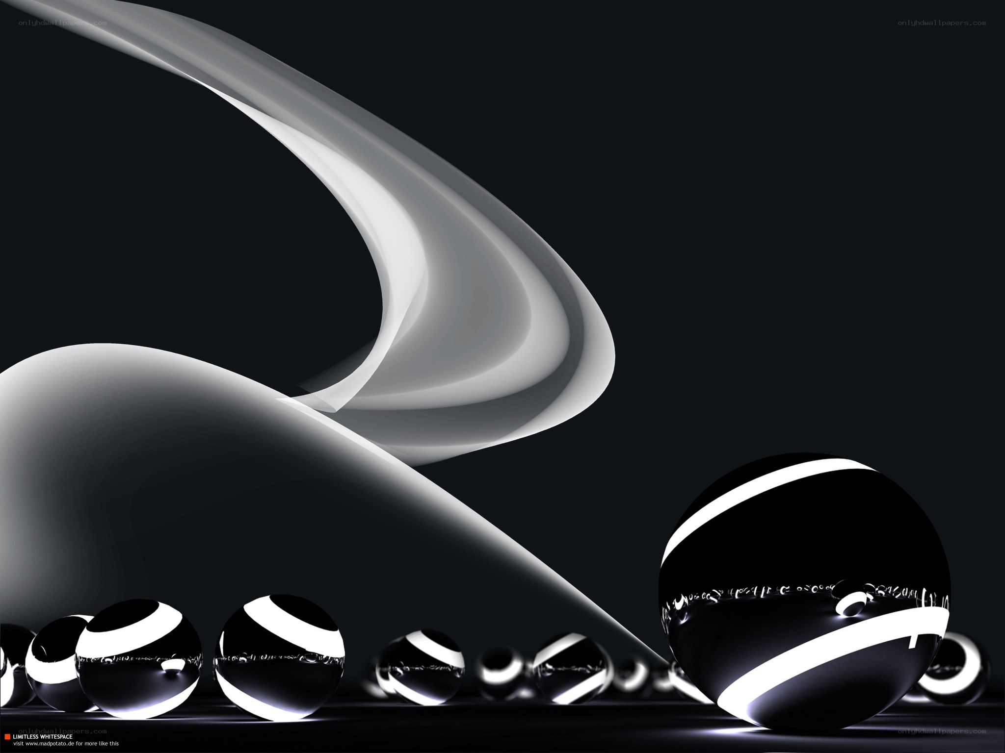 Abstract black and white spheres