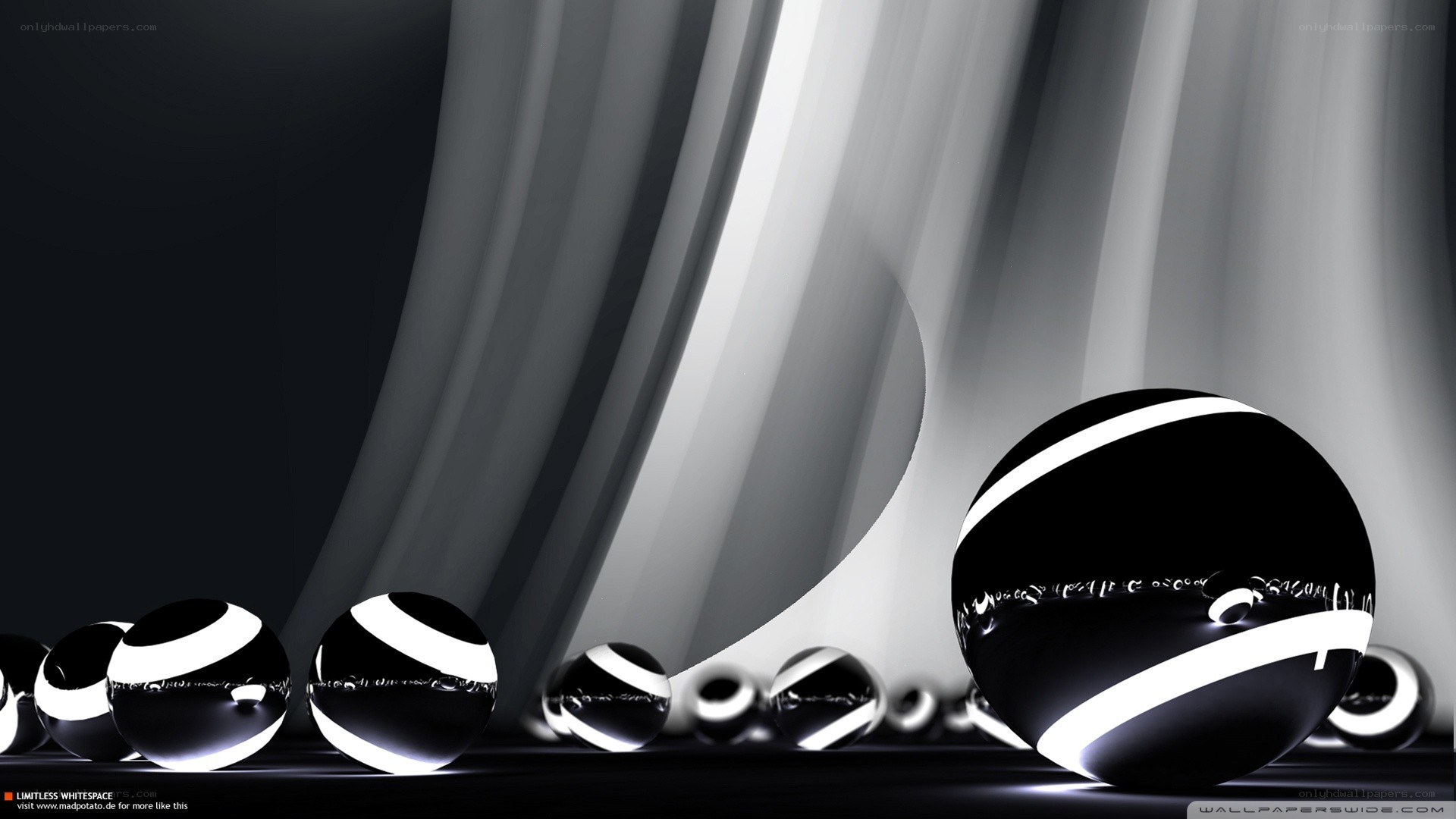 Abstract black and white spheres