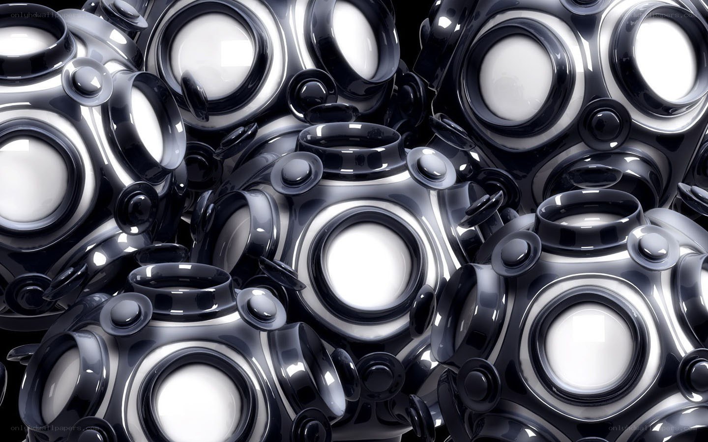 abstract black and white spheres