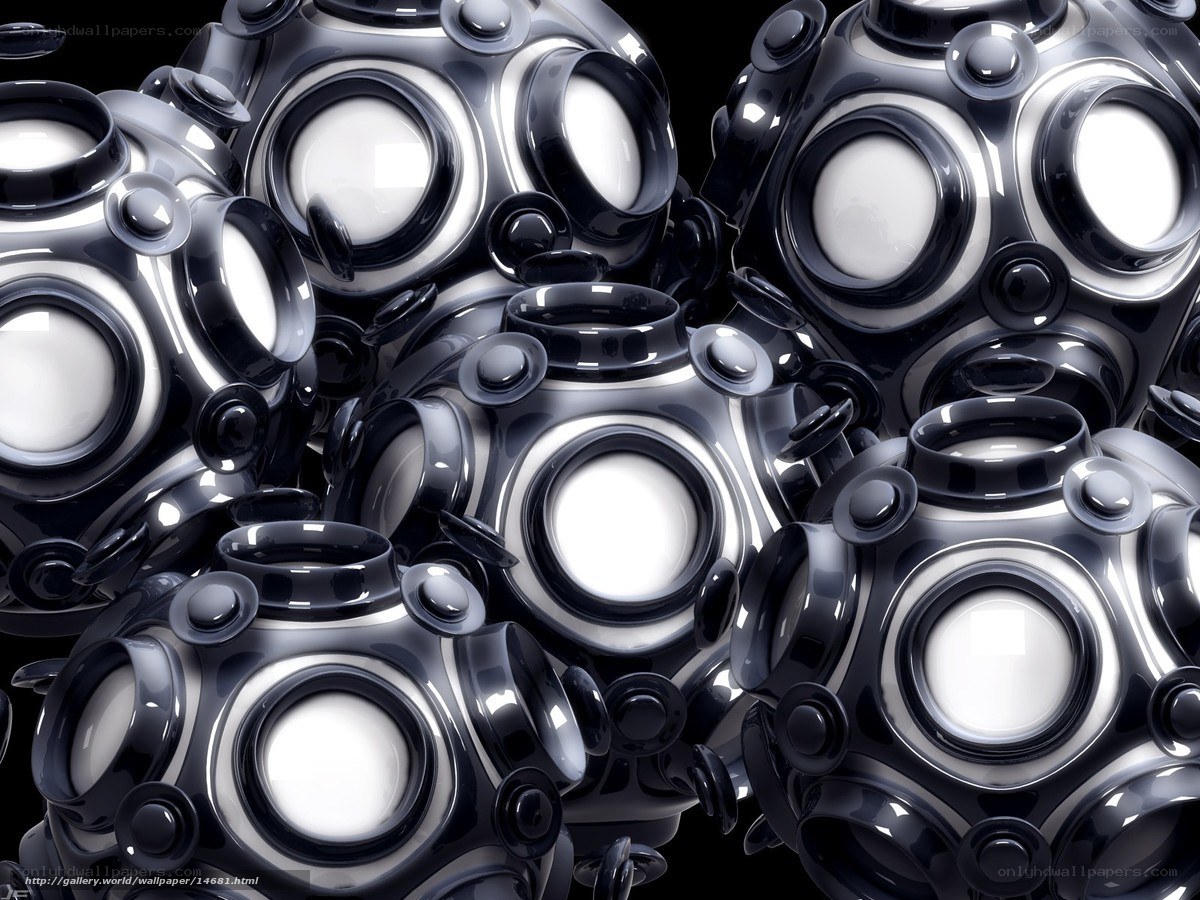 Abstract black and white spheres