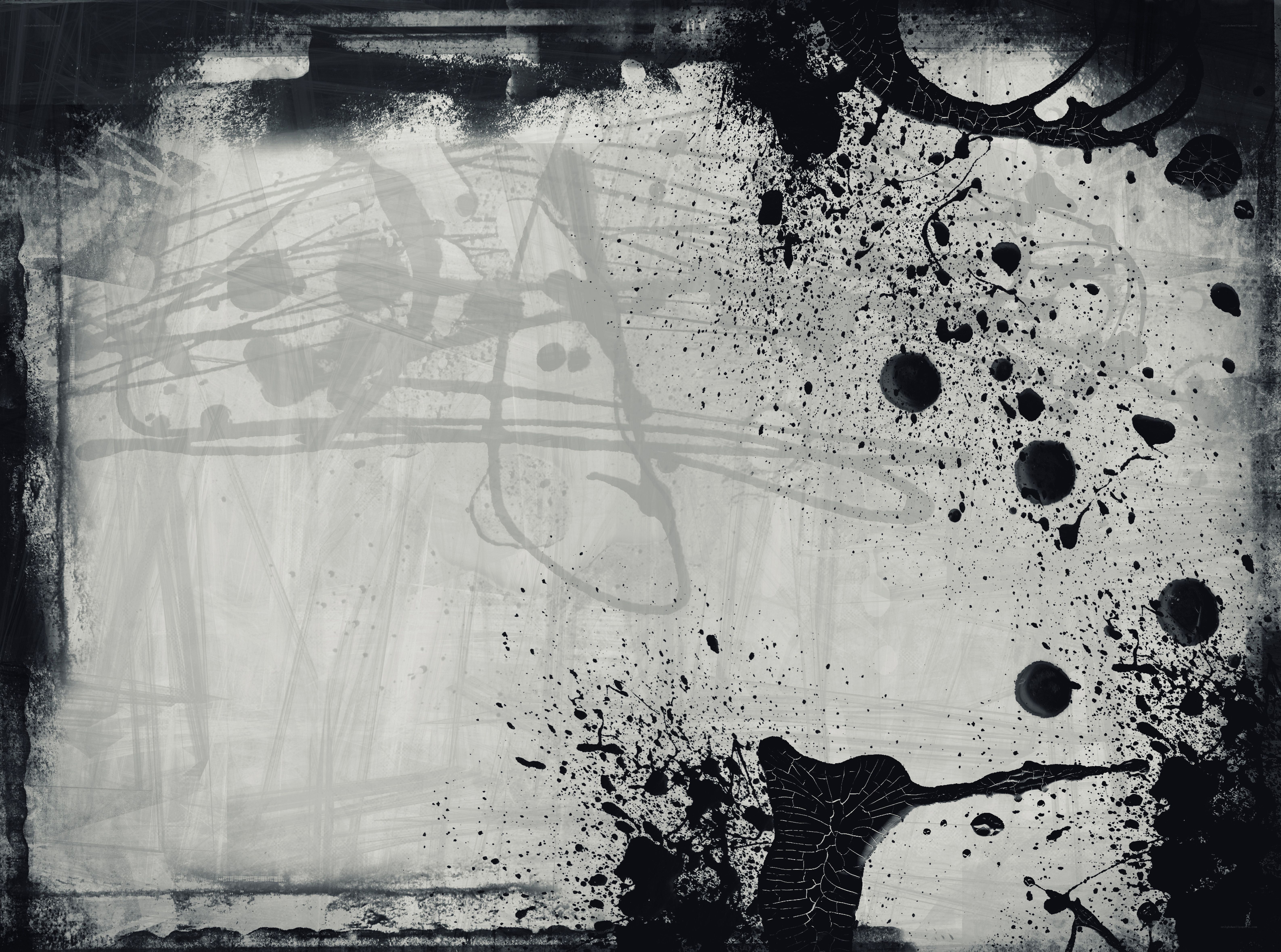 abstract black and white splatter art