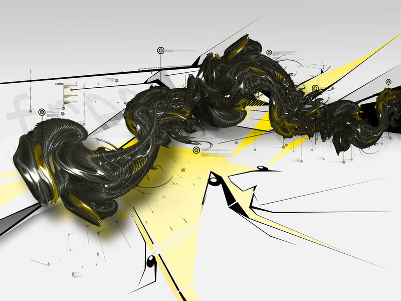 Abstract black and yellow fractal design