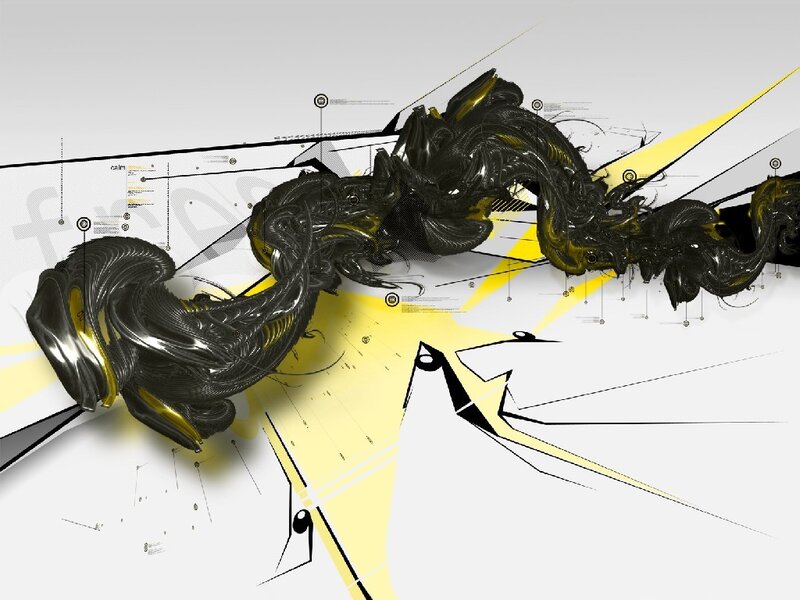 Abstract black and yellow fractal design