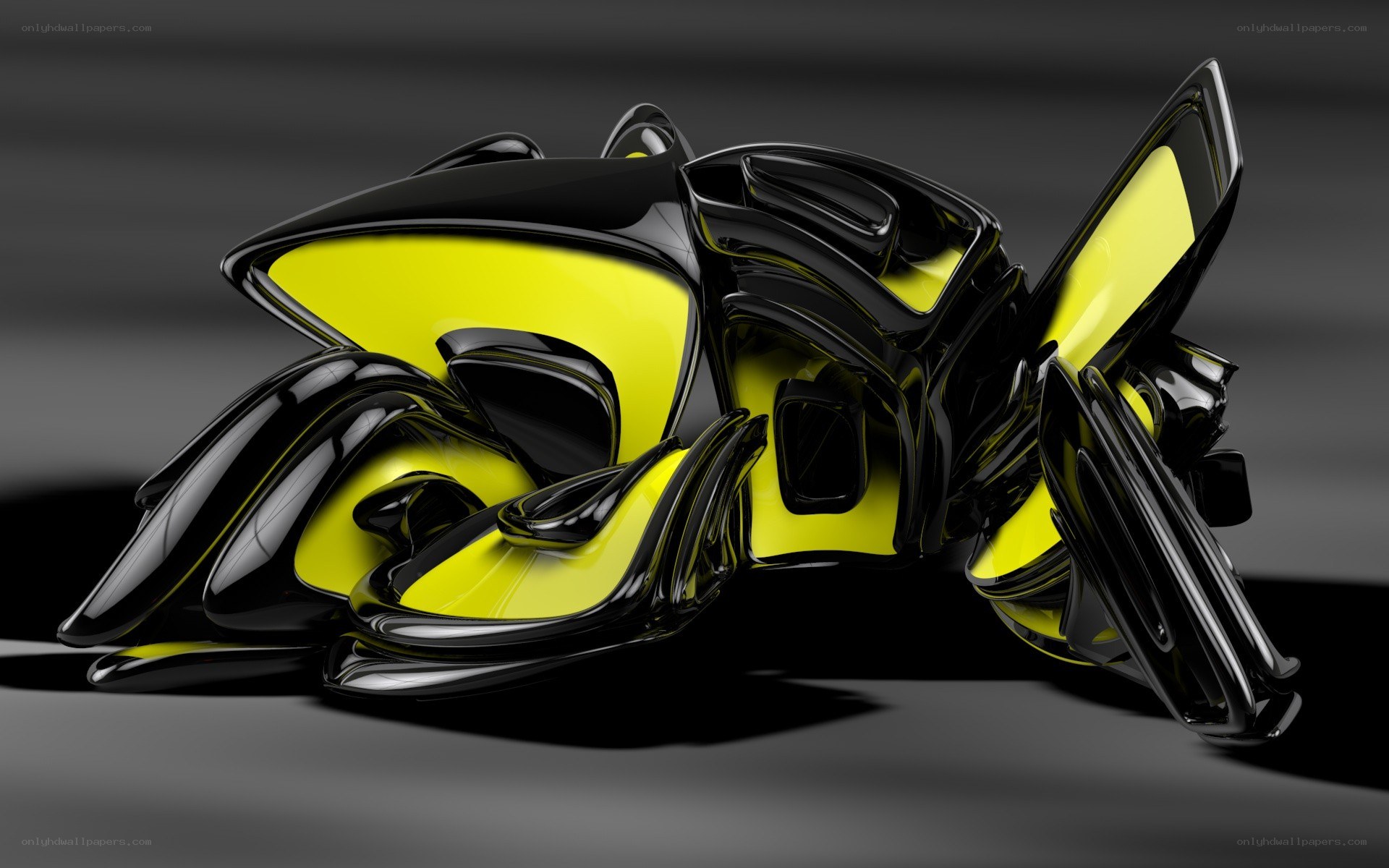 abstract black and yellow sculpture