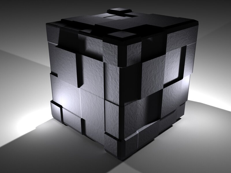abstract black cube sculpture