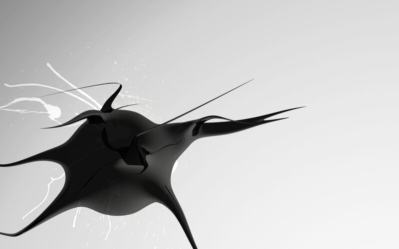 abstract black fluid form
