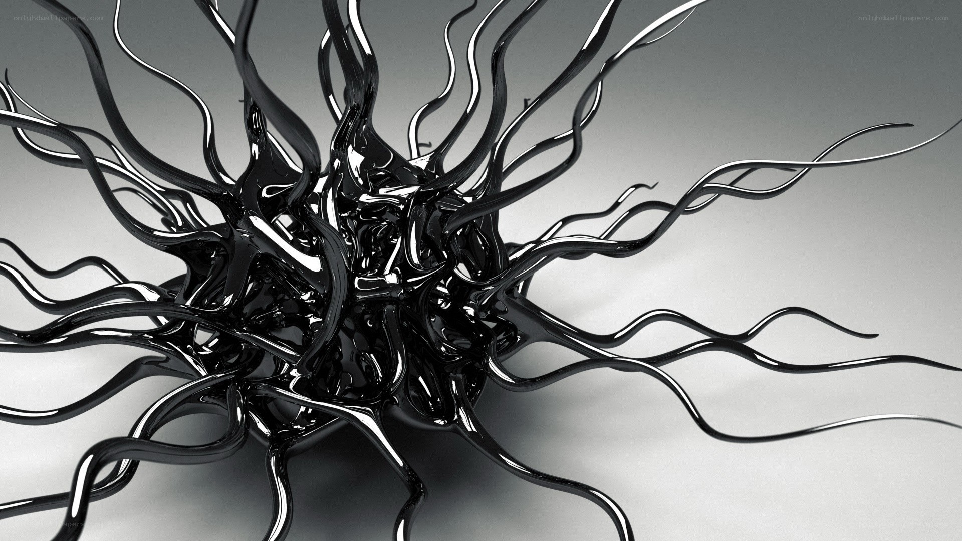 Abstract black liquid sculpture