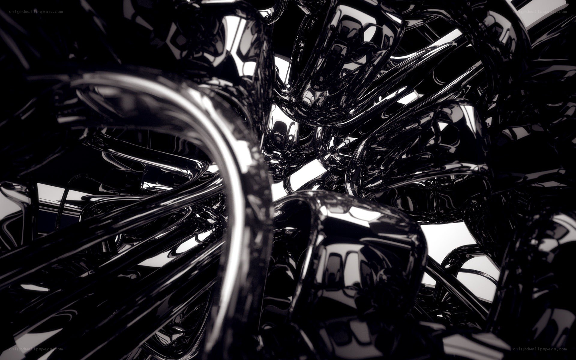 abstract black metallic tubes