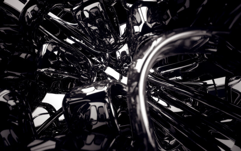 abstract black metallic tubes