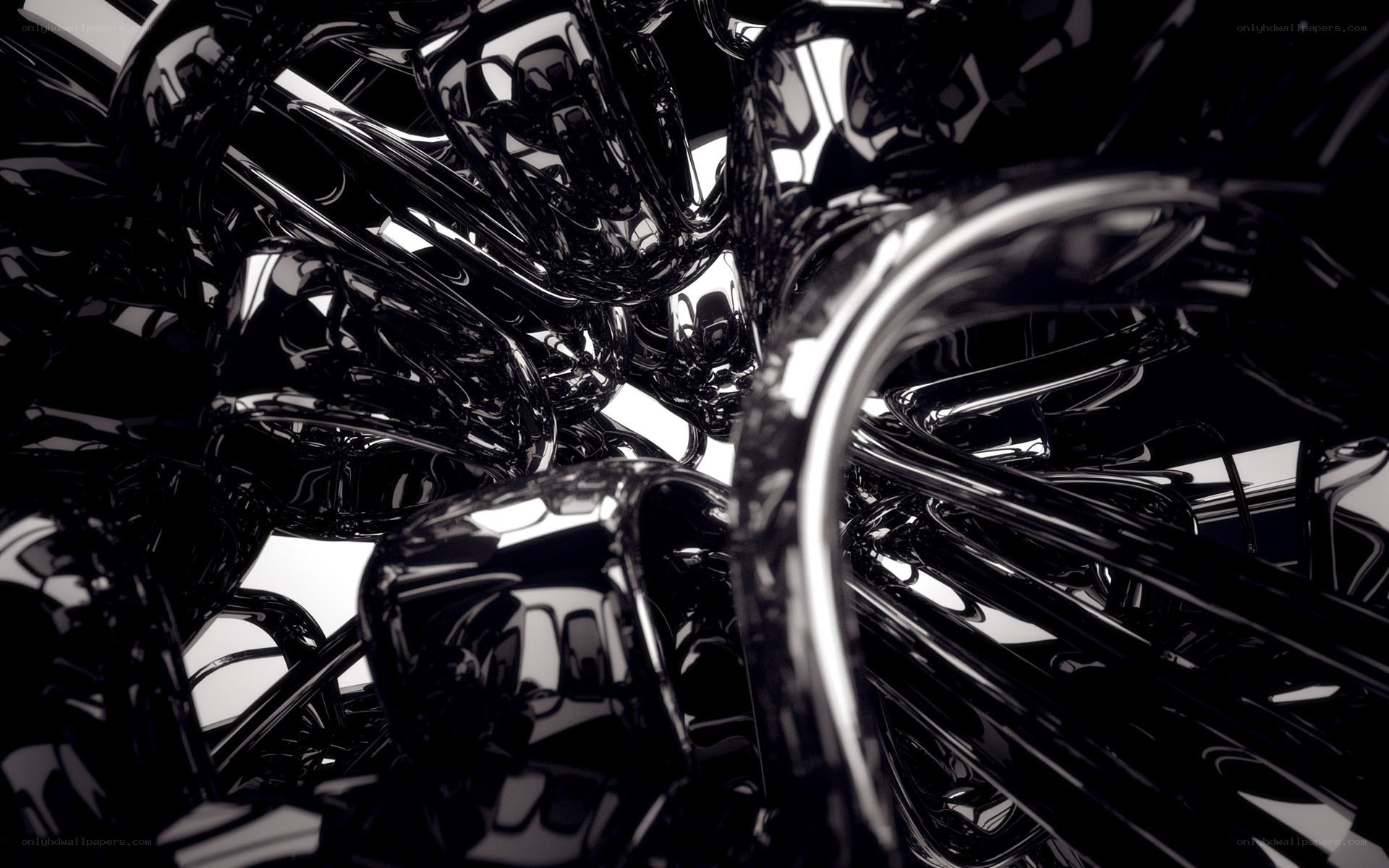 abstract black metallic tubes