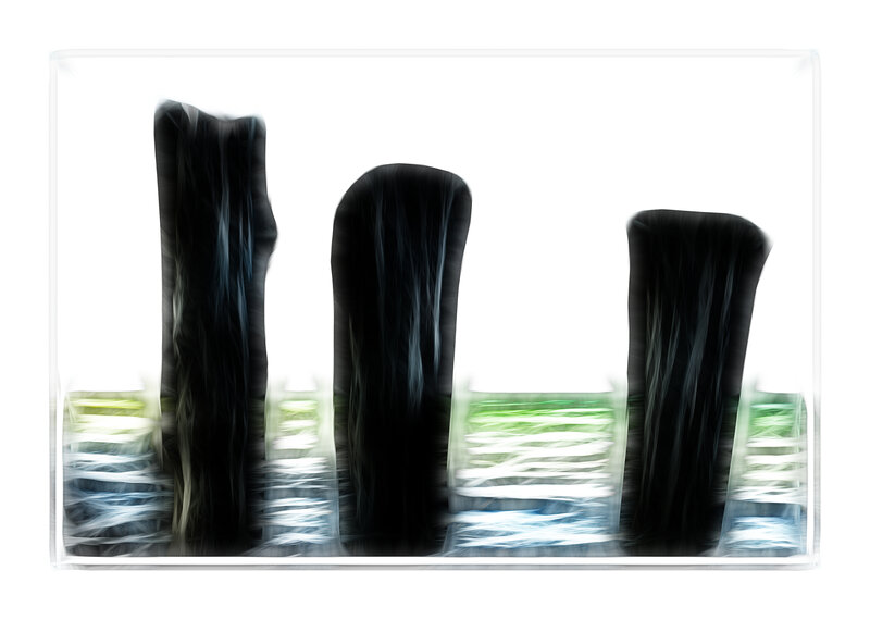 Abstract black pillars with motion blur