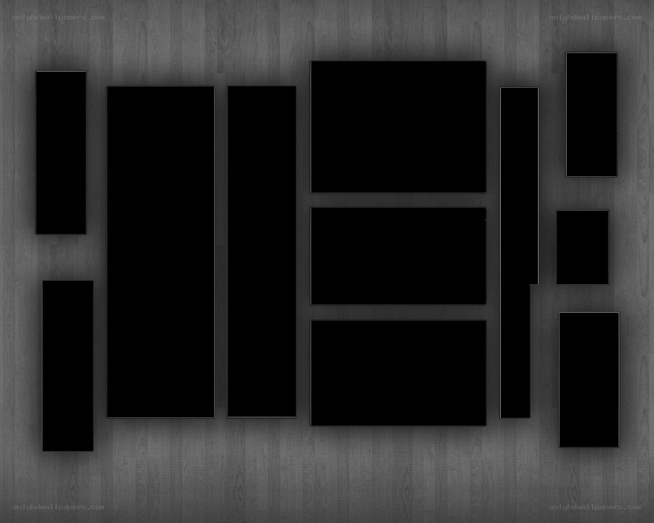 abstract black rectangles on wood