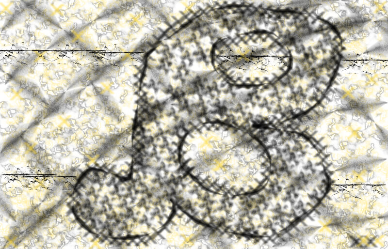 abstract black scribble on yellow pattern