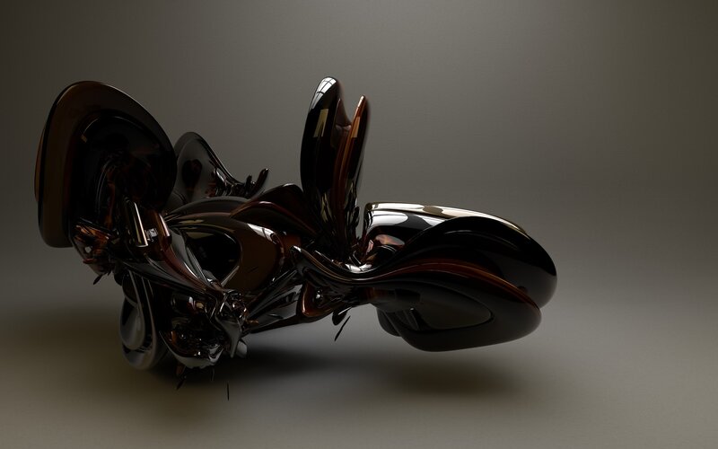 Abstract Black Sculpture — Dark, 3d Render
