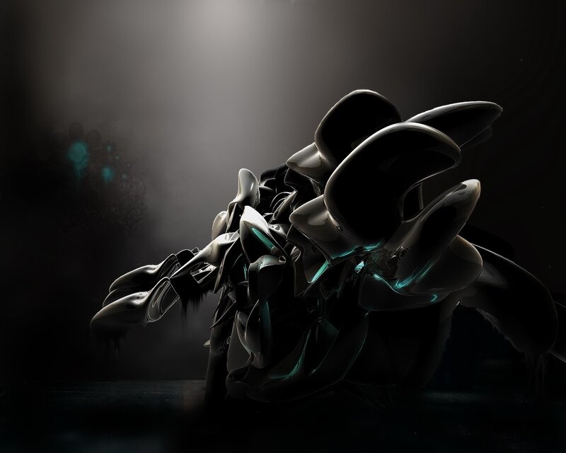 Abstract Black Sculpture — Dramatic, Digital Art