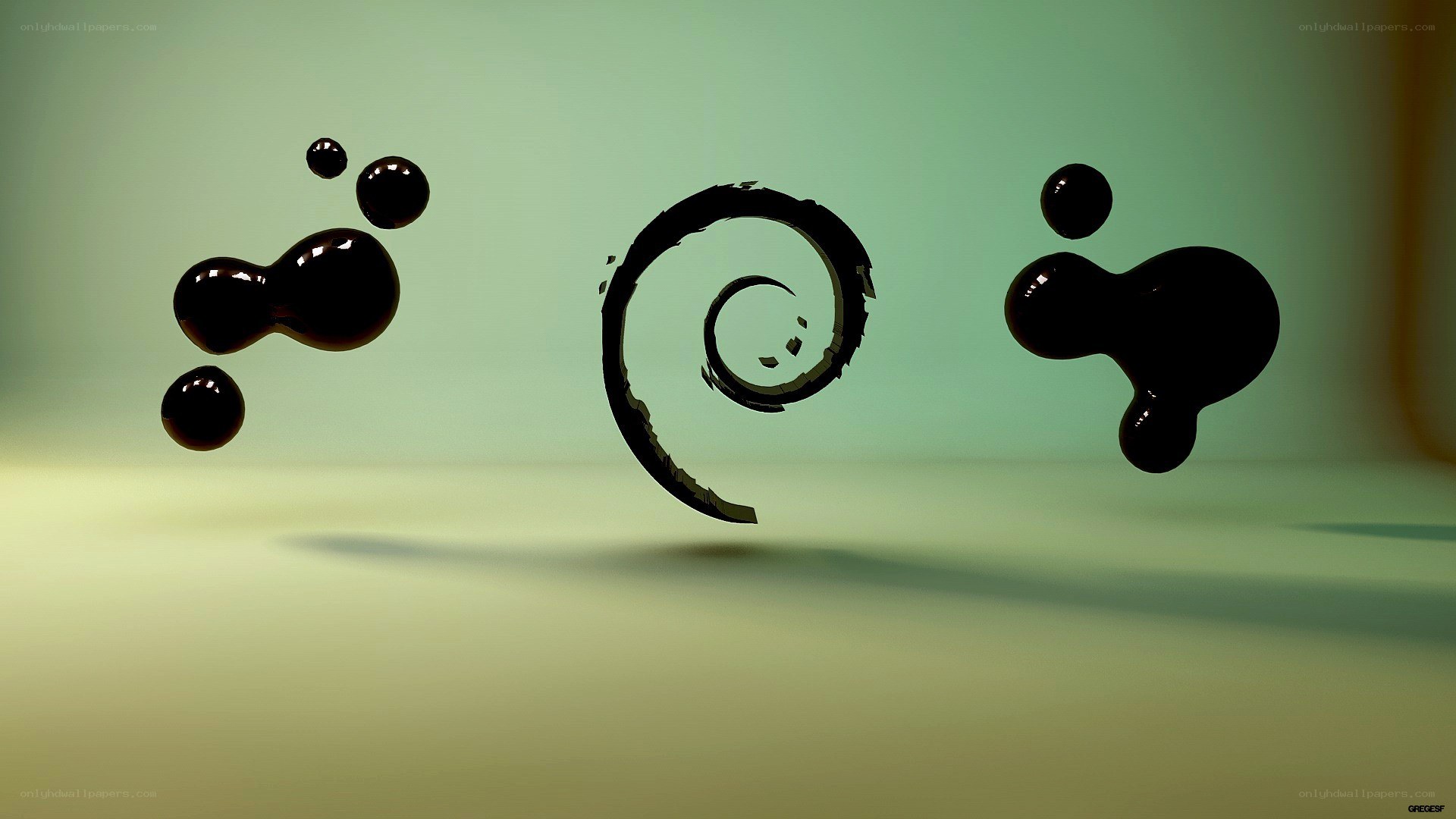 abstract black shapes on green